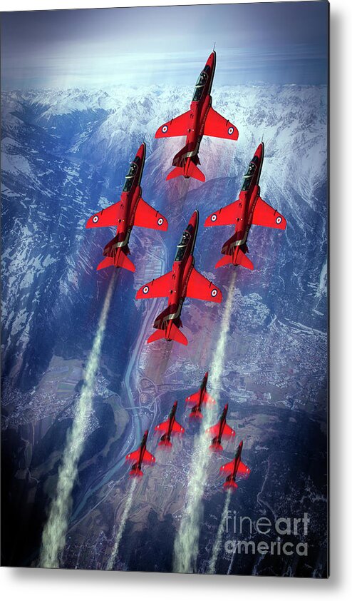 Red Arrows Metal Print featuring the digital art The Great Red Arrows by Airpower Art