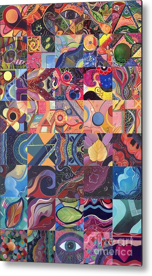 Abstract Metal Print featuring the painting The Joy of Design First 40 Variation 1 by Helena Tiainen