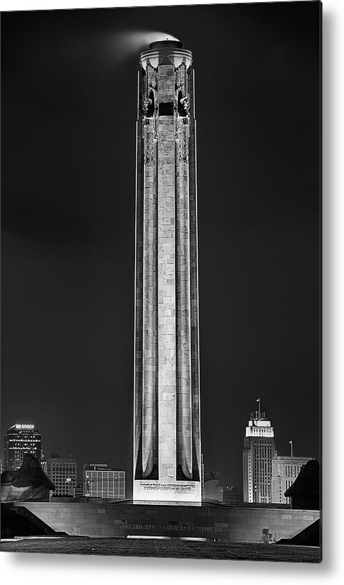Kansas City Metal Print featuring the photograph The Liberty Memorial Black and White by JC Findley