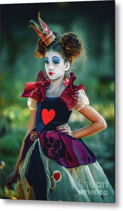 Art Metal Print featuring the photograph The Queen of Hearts Alice in Wonderland by Dimitar Hristov