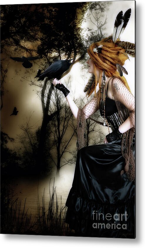 Nevermore Metal Print featuring the digital art The Raven by Shanina Conway