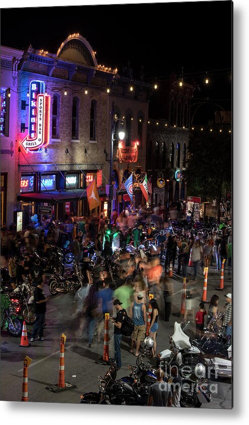 Rot Biker Rally Metal Print featuring the photograph The Republic of Texas Biker Rally fills up 6th Street with thous by Dan Herron