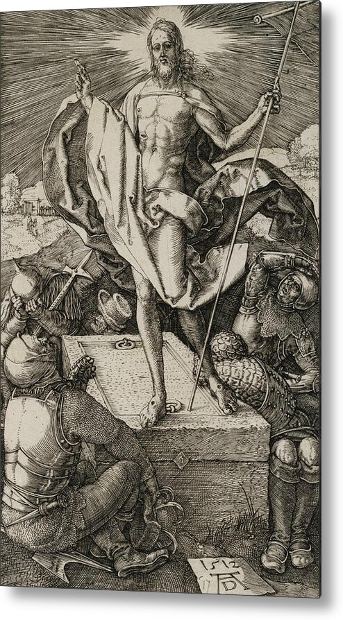 Albrecht Durer Metal Print featuring the relief The Resurrection by Albrecht Durer