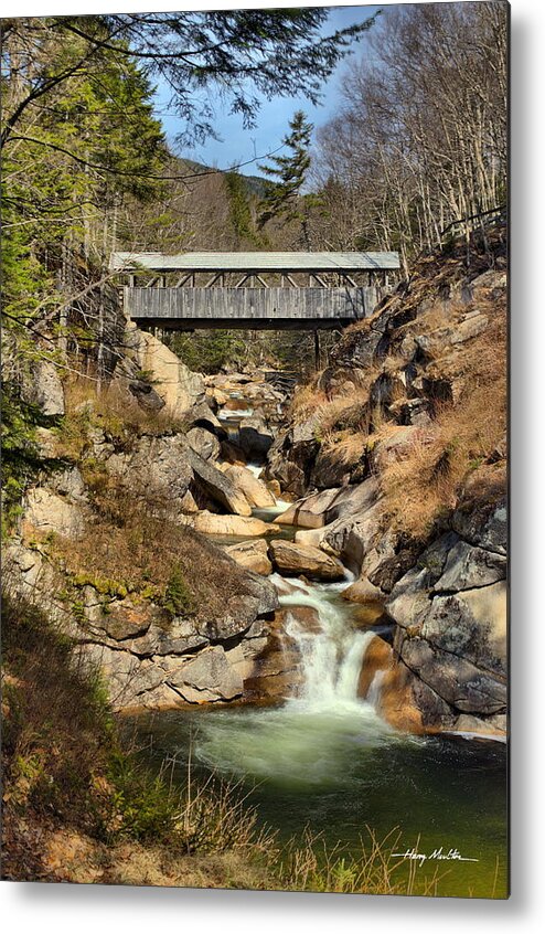 The White Mountains Metal Print featuring the photograph The Sentinel Pine Covered Bridge by Harry Moulton