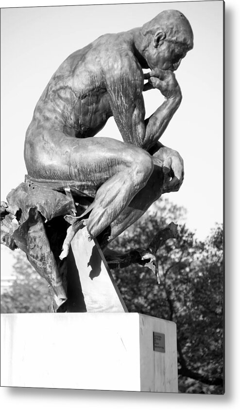 Rodin Metal Print featuring the photograph The Thinker vandalized by Valerie Collins