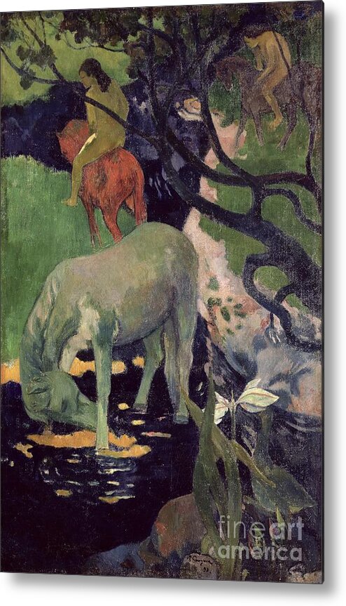 The White Horse Metal Print featuring the painting The White Horse by Paul Gauguin