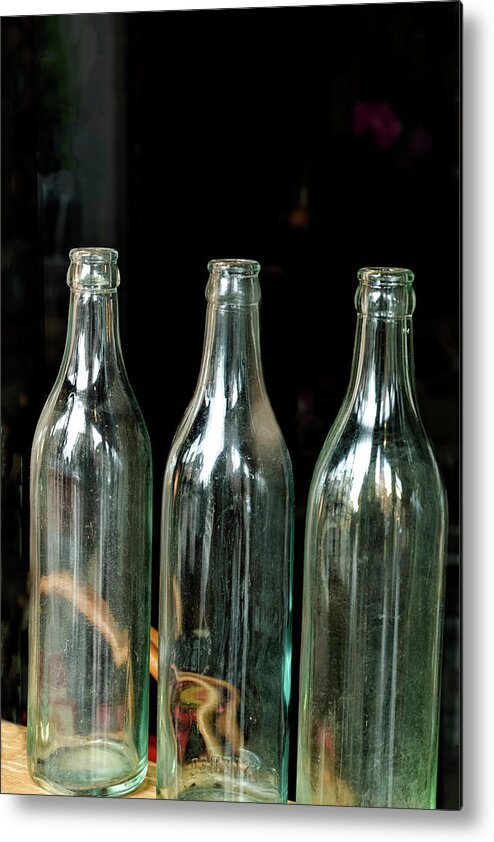 Whetstone Brook Metal Print featuring the photograph Three Bottles by Tom Singleton