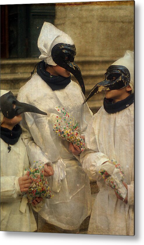 Venice Carnival Metal Print featuring the photograph Three Venice Boys Celebrating At Carnival by Suzanne Powers