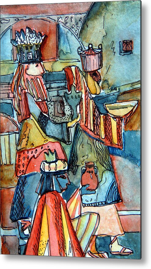 Wise Metal Print featuring the painting Three Wise Men by Mindy Newman