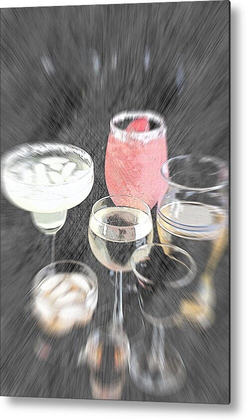 Alcohol Metal Print featuring the mixed media Too Many to Drive by Sherry Hallemeier