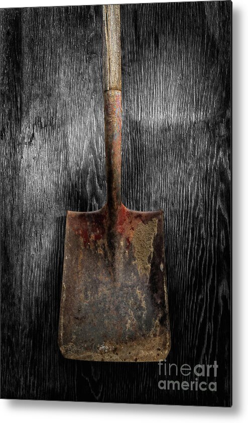 Antique Metal Print featuring the photograph Tools On Wood 4 on BW by YoPedro