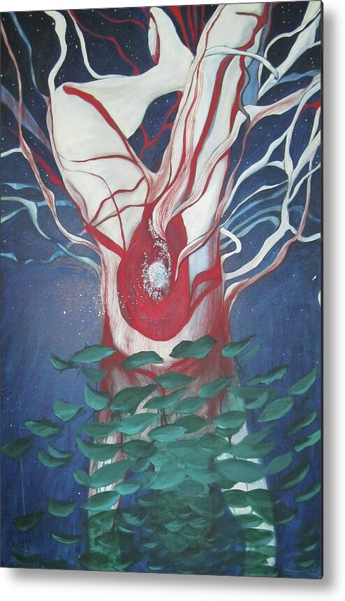 Oil Brushed On Canvas. Metal Print featuring the painting Tree of Life by Carrie Maurer
