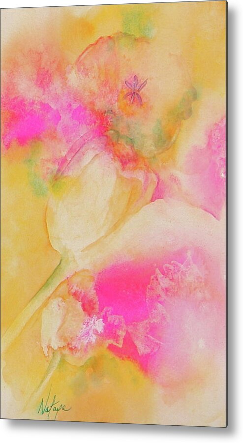 Tulips Metal Print featuring the painting Tulip Fantasia by Nataya Crow