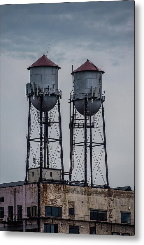 Twin Water Towers Metal Print featuring the photograph Twin Water Towers by Paul Freidlund