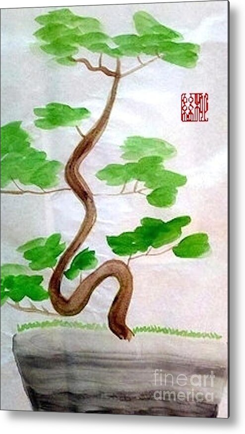 Chinese Brush Painting Metal Print featuring the painting Twists and Turns of Life by Margaret Welsh Willowsilk