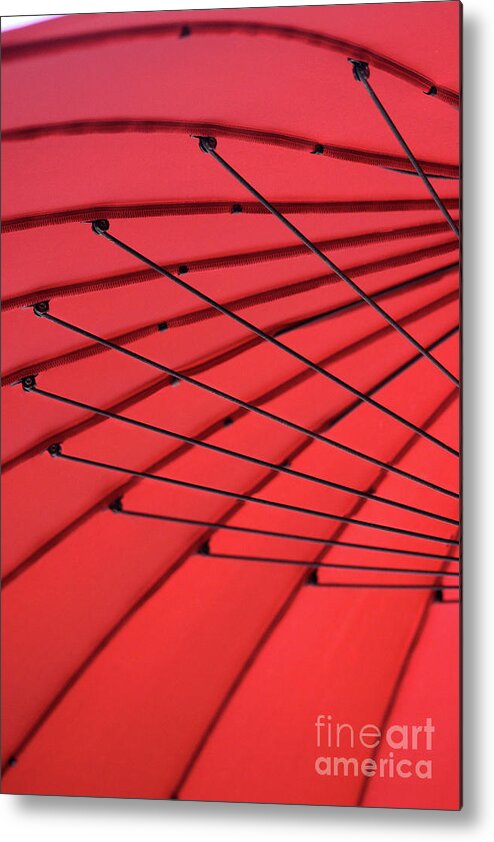 Abstract Metal Print featuring the photograph Under My Red Umbrella by Karen Adams