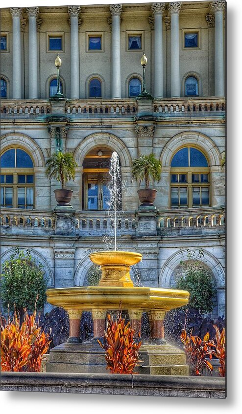 United States Capitol Metal Print featuring the photograph United States Capitol Building - Water Fountain by Marianna Mills