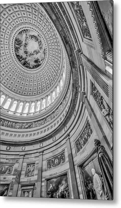 Washington D.c. Metal Print featuring the photograph Unites States Capitol Rotunda BW by Susan Candelario