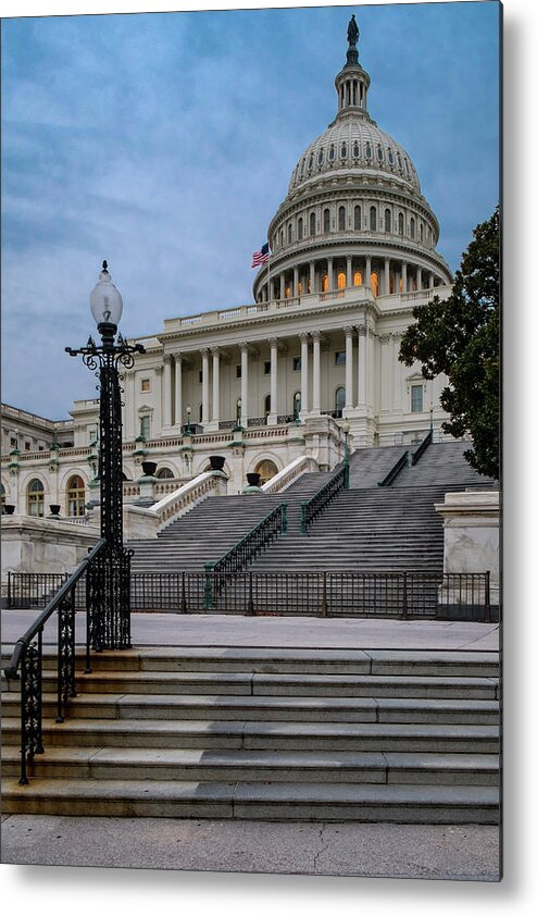 Us Capitol Building Metal Print featuring the photograph US Capitol Building Twilight by Susan Candelario