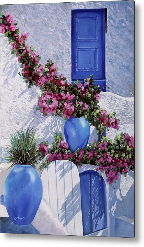 Blue Metal Print featuring the painting Vasi Blu by Guido Borelli