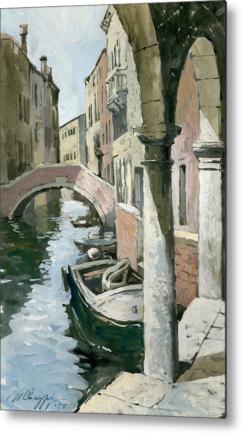 Venice Metal Print featuring the painting Venice. Under Arches of the Old Gallery by Igor Sakurov