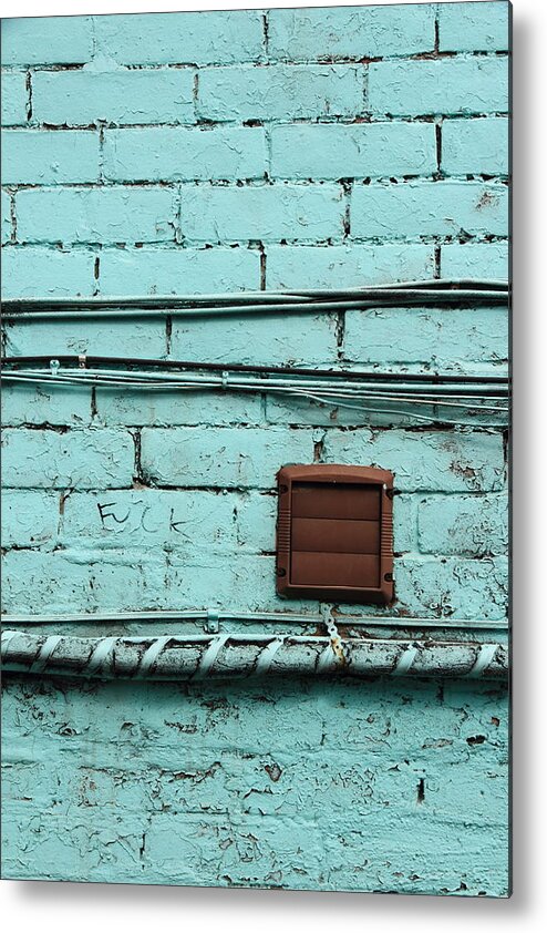 Teal Metal Print featuring the photograph Vent With Nasty Words by Kreddible Trout