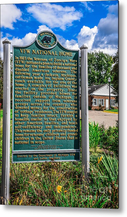 Vfw National Home Metal Print featuring the photograph VFW Home Historical Site Sign by Grace Grogan