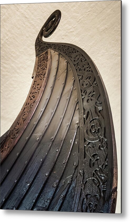 Antique Metal Print featuring the photograph Viking Ship Museum Bow Detail by Adam Rainoff
