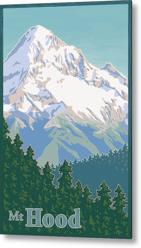 Mount Metal Print featuring the digital art Vintage Mount Hood Travel Poster by Mitch Frey