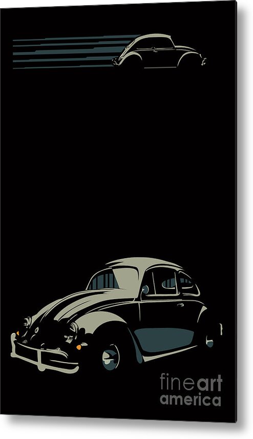Bug Metal Print featuring the digital art VW beatle by Sassan Filsoof