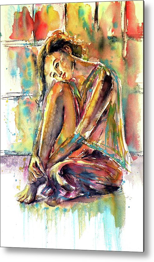 Waiting Metal Print featuring the painting Waiting for you by Kovacs Anna Brigitta