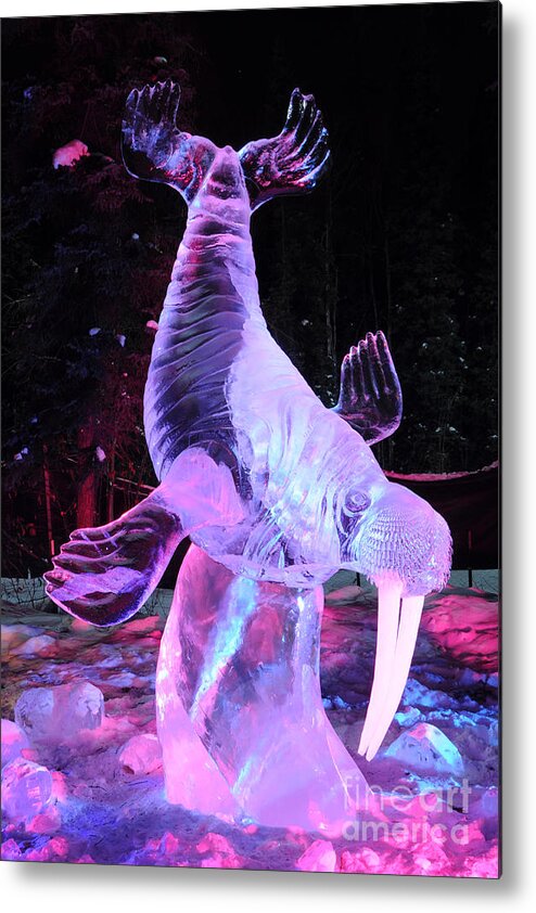 Ice Sculpture Metal Print featuring the photograph Walrus Ice Art Sculpture - Alaska by Gary Whitton