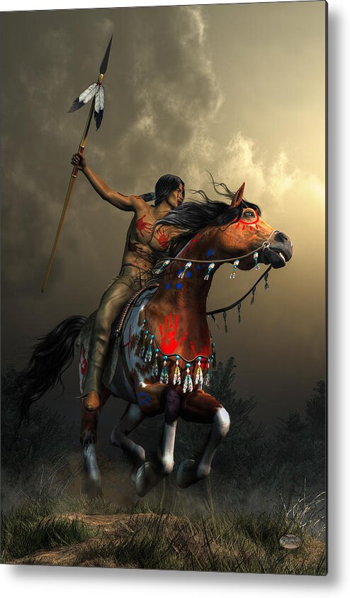 Warriors Of The Plains Metal Print featuring the digital art Warriors of the Plains by Daniel Eskridge