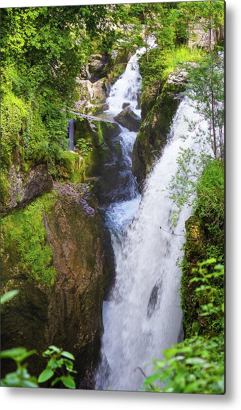 Waterfall Landscape Metal Print featuring the photograph Waterfall in the Langouette gorges by Paul MAURICE