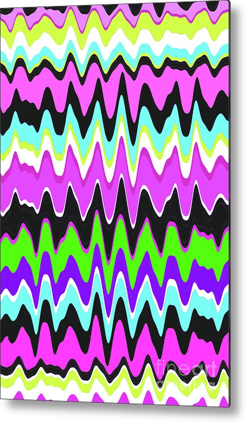 Wavy Metal Print featuring the digital art Wavy Stripe by Louisa Knight