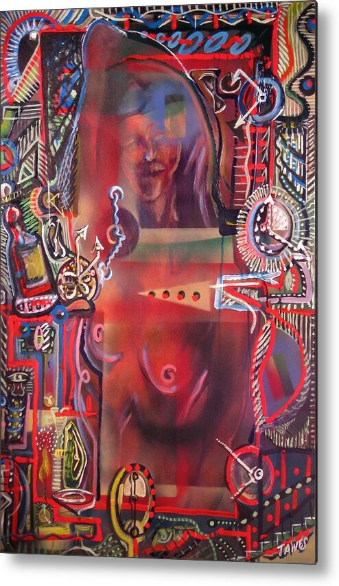 Abstract Metal Print featuring the painting We are One in Time and Rented Space by Dennis Tawes
