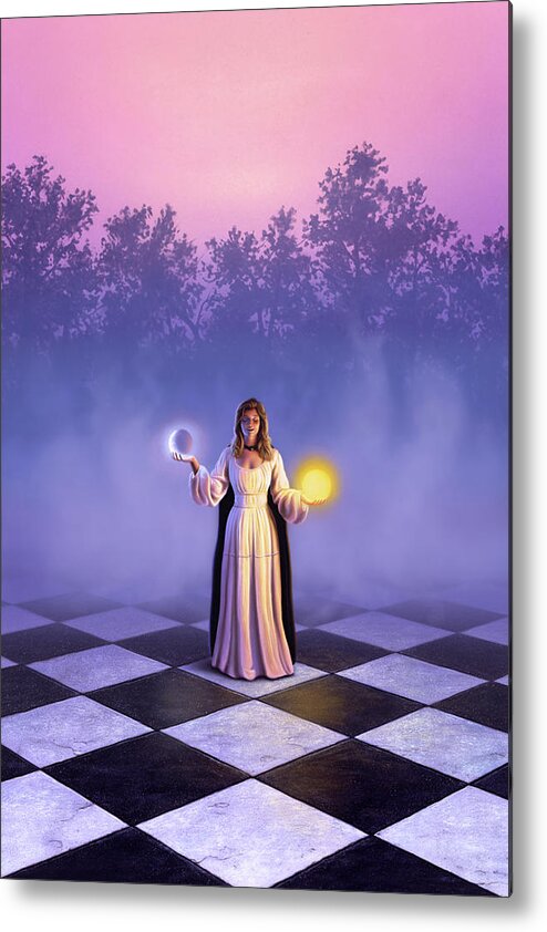 Woman Metal Print featuring the painting Wiccan Dawn by Jerry LoFaro