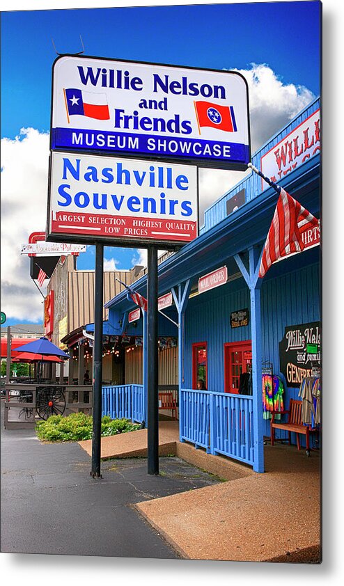 Willie Nelson Metal Print featuring the photograph Willie Nelson and Friends Museum and souvenir store in Nashville, TN, USA by Chris Smith