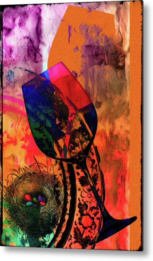 Wine Metal Print featuring the mixed media Wine Pairings 7 by Priscilla Huber