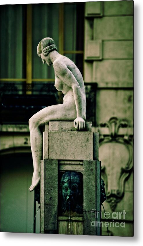 Statue Metal Print featuring the photograph Woman on the Fountain by Mary Machare