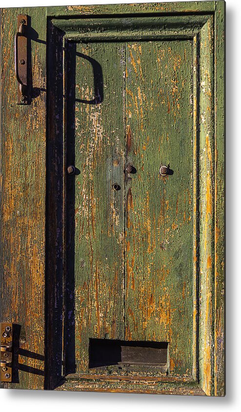 Worn Green Door Metal Print featuring the photograph Worn Green Door by Garry Gay