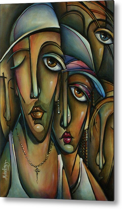 Urban Portrait Metal Print featuring the painting X by Michael Lang