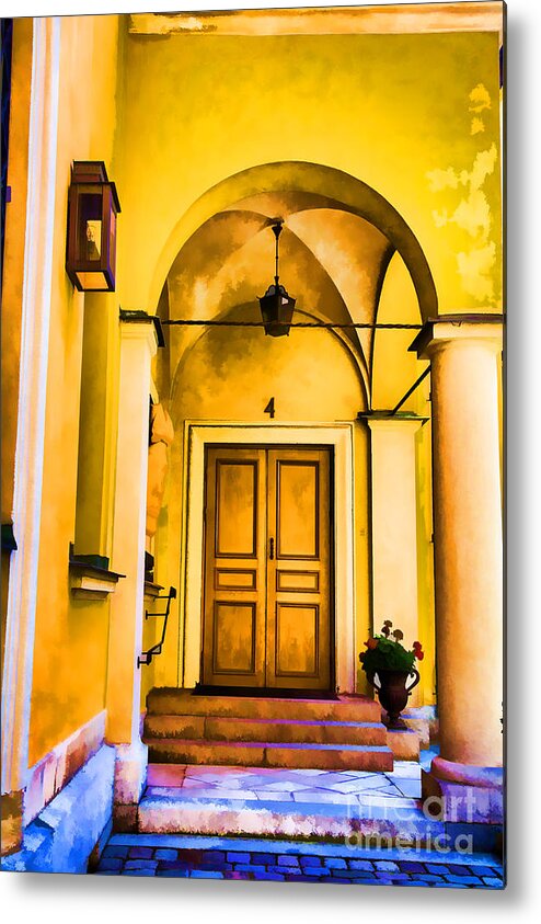 Sweden Orebro Old Achitecture Orebro Metal Print featuring the photograph Yell Hall and Door by Rick Bragan