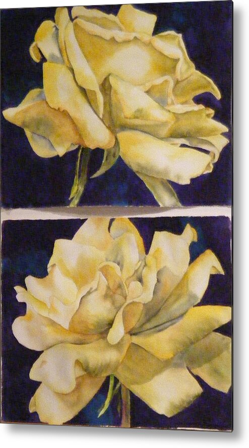 Roses Metal Print featuring the painting Yellow Roses Diptych by Diane Ziemski