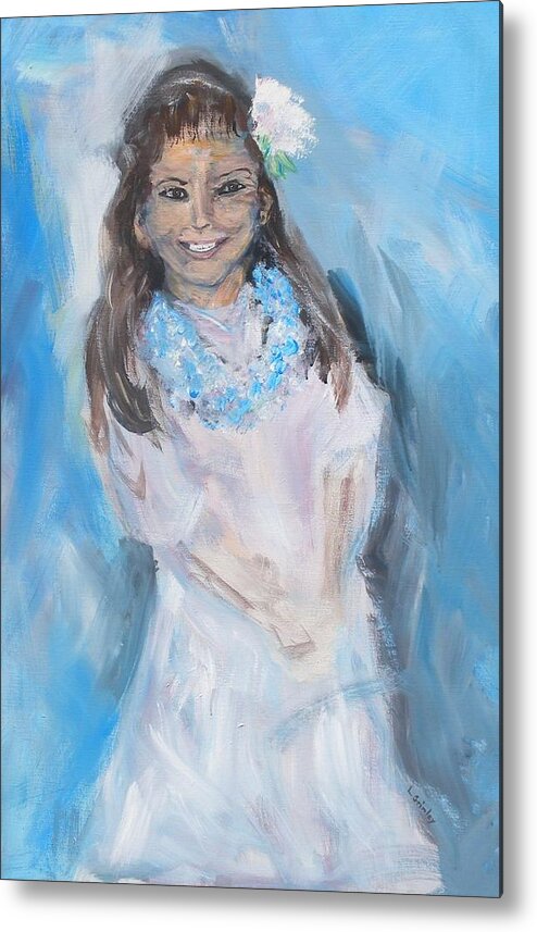 Young Girl Metal Print featuring the painting Young Girl by Lessandra Grimley