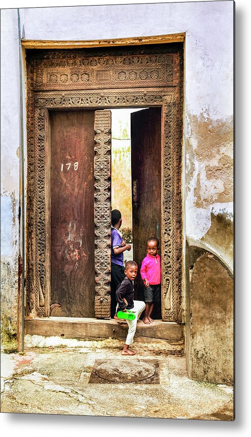 10-15 Years Metal Print featuring the photograph African Kids Playing in Stonetown Zanzibar 3609 Street Photography Tanzania Africa by Neptune - Amyn Nasser Photographer