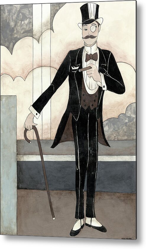 Figurative Metal Print featuring the painting Art Deco Gentleman #1 by Megan Meagher