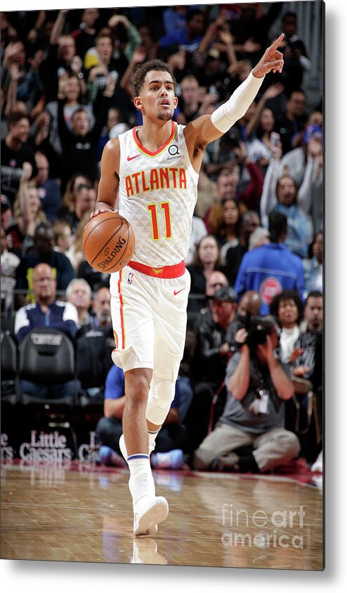 Trae Young Metal Print featuring the photograph Atlanta Hawks V Detroit Pistons by Brian Sevald