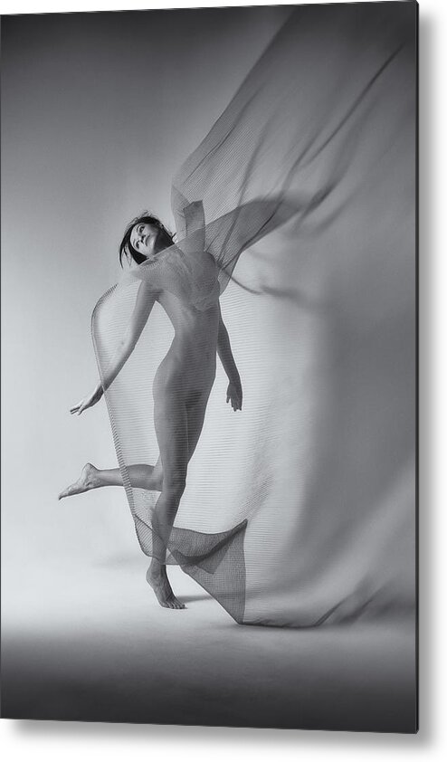 Studio Metal Print featuring the photograph Dancer And Virtual Shadow #1 by Sunny Ding