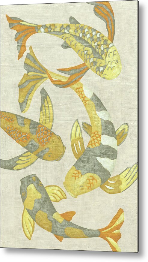 Asian Metal Print featuring the painting Golden Koi II #1 by Chariklia Zarris